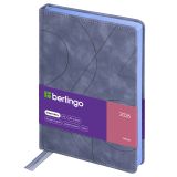Ежедневник датированный 2026г., А5, 184л., кожзам, Berlingo "Velvet", цветной срез, серый