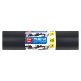 Мешки для мусора  240л OfficeClean ПВД, 90*140см, 80мкм, 5шт., суперпрочные, черные, в рулоне