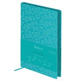 Ежедневник датированный 2026г., А5, 176л., мягкий переплет, кожзам, Greenwich Line "Flower. Grass", бирюзовый, цветной срез
