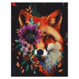 Картина по номерам на холсте с глиттером ТРИ СОВЫ "Лиса с цветами", 30*40, с акриловыми красками и кистями