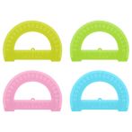 Транспортир 12см, 180° СТАММ, пластиковый, отливная шкала, прозрачный, неоновые цвета, ассорти