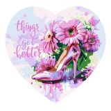 Картина по номерам на фигурном холсте ТРИ СОВЫ "Женские радости", форма сердце, с акриловыми красками и кистями