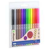 Фломастеры Berlingo "SuperTwist", 12цв., смываемые, рисунок на корпусе, блистер