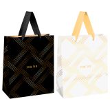 Пакет подарочный 18*23*10см MESHU "Black&White", фольга, матовая ламинация, ассорти